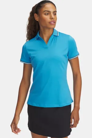 Under Armour Drive Rib Kurzarm-Poloshirt für Damen Ether / Midnight Blaue Marine / Midnight Blaue Marine L