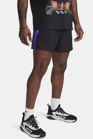 Under Armour Project Rock Colorblock Gewebte Shorts für Herren / Royal / Weiß L