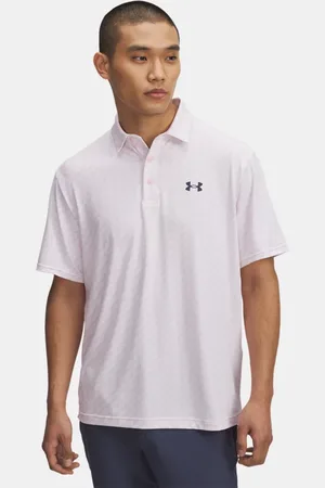 Under Armour Playoff 3.0 Poloshirt mit Aufdruck für Herren / Prime Rosa / Downpour Grau L