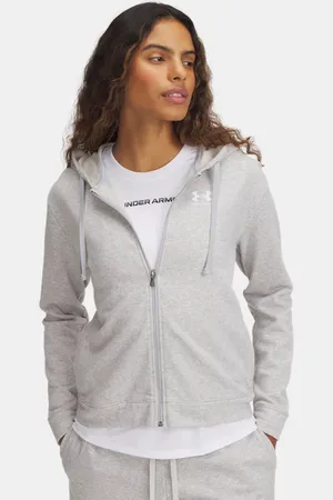Under Armour Rival Oberteil aus French Terry mit durchgehendem Zip für Damen Mod / Weiß L