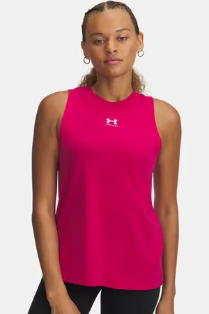 Under Armour Rival Muskel-Tanktop für Damen Shaded Fuchsia / Weiß L
