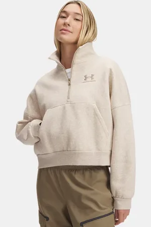 Under Armour Icon Oversize Fleece-Oberteil mit ½-Zip für Damen City Khaki / City Khaki L