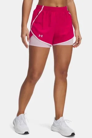 Under Armour Fly By 2-in-1-Shorts für Damen Shaded Fuchsia / Prime / Reflektierend L