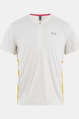 Under Armour Trail-Running-Kurzarmoberteil mit Zip für Herren Stein / Noble Gold / Reflektierend 3XL