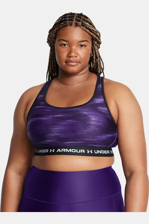 Under Armour Armour® Mid Crossback Sport-BH mit Aufdruck für Damen Violett / Lavish / Weiß 2X