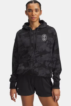 Under Armour Project Rock aus Frottee mit durchgehendem Zip für Damen / Weiß Clay L