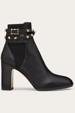 VALENTINO GARAVANI STIEFELETTEN ROCKSTUD AUS GEKÖRNTEM KALBSLEDER 90 MM Frau 34.5