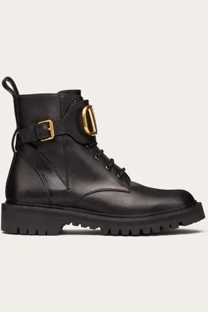 VALENTINO GARAVANI COMBAT BOOTS VLOGO SIGNATURE AUS KALBSLEDER MIT 35 MM-ABSATZ Frau 34.5
