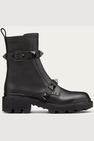 VALENTINO GARAVANI COMBAT BOOTS ROMAN STUD AUS KALBSLEDER MIT FARBLICH ABGESTIMMTEN NIETEN 40 MM Frau 35.5
