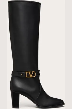VALENTINO GARAVANI VLOGO SIGNATURE BOOTS AUS KALBSLEDER, 75 MM Frau 35.5