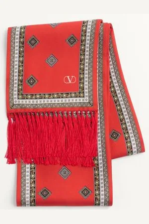VALENTINO GARAVANI CHAMBER BANDEAU SCHAL AUS SEIDE MIT FRANSEN Mann UNI