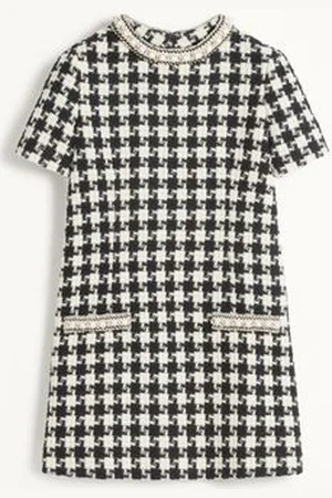 VALENTINO KURZES KLEID AUS BESTICKTEM DAMIER LIGHT TWEED Frau 36
