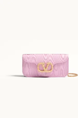VALENTINO GARAVANI GARAVANI LOCÒ CLUTCH AUS MOIRÉ-STOFF MIT SCHMUCK-LOGO Frau UNI