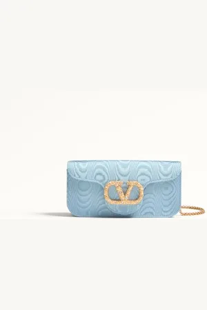 VALENTINO GARAVANI GARAVANI LOCÒ CLUTCH AUS MOIRÉ-STOFF MIT SCHMUCK-LOGO Frau UNI