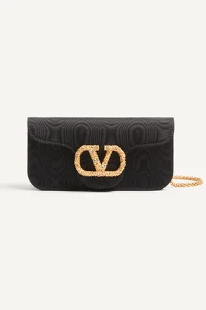 VALENTINO GARAVANI GARAVANI LOCÒ CLUTCH AUS MOIRÉ-STOFF MIT SCHMUCK-LOGO Frau UNI