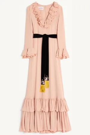 VALENTINO LANGES KLEID AUS BESTICKTER GEORGETTE Frau 36