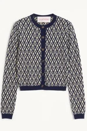VALENTINO WOLL-CARDIGAN MIT TOUTE LA V JACQUARDMUSTER Frau L