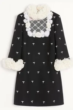 VALENTINO BESTICKTES KURZES CREPE COUTURE KLEID Frau 36