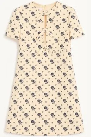 VALENTINO KURZES KLEID AUS CREPE COUTURE FIORELLINO BLU PAPIER FLORAL Frau 36