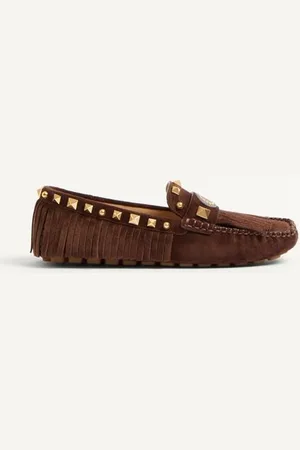 VALENTINO GARAVANI PLASTER CASTER DRIVER LOAFER AUS WILDLEDER MIT FRANSEN Frau 35.5