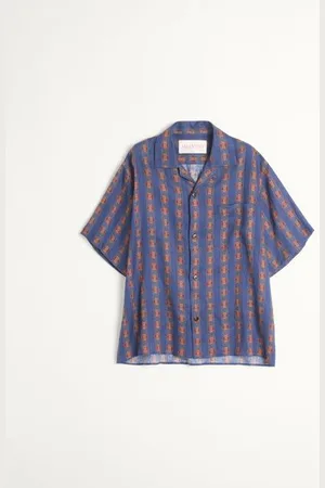 VALENTINO BOWLINGHEMD AUS LEINEN MIT VOYAGE IMAGINAIRE-PRINT Mann 44