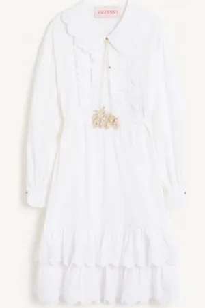VALENTINO BESTICKTES KLEID AUS BAUMWOLLE UND LEINEN Frau 36