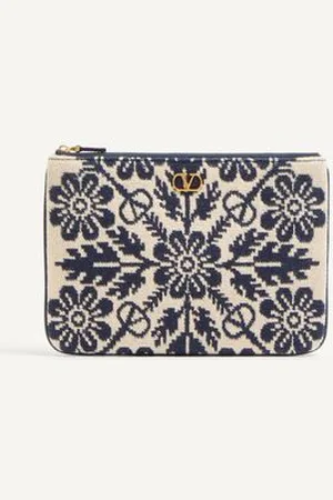 VALENTINO GARAVANI VLOGO SIGNATURE CLUTCH AUS JACQUARDSTOFF MIT BLUMENMUSTER Frau UNI