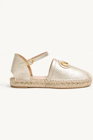 VALENTINO GARAVANI VLOGO SIGNATURE BALLERINAS AUS LAMINIERTEM, GENARBTEM KALBSLEDER 25 MM Frau 35