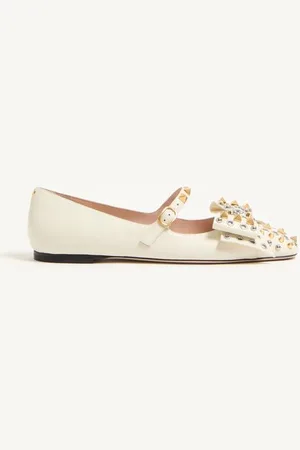 VALENTINO GARAVANI MARY-JANE BOWOW BALLERINA AUS ZIEGENLEDER MIT STUDS Frau 35.5