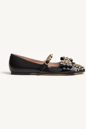 VALENTINO GARAVANI MARY-JANE BOWOW BALLERINA AUS ZIEGENLEDER MIT STUDS Frau 35.5