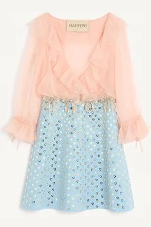 VALENTINO BESTICKTES KURZES CREPE COUTURE KLEID Frau 36