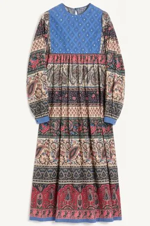 VALENTINO MIDIKLEID AUS LAMÉ-MUSLIN MIT BESTICKTEM VOYAGE IMAGINAIRE-PRINT Frau 36