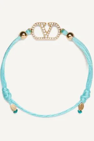 VALENTINO GARAVANI GARAVANI VLOGO SIGNATURE ARMBAND AUS BAUMWOLLE UND SWAROVSKI® KRISTALLEN Frau UNI