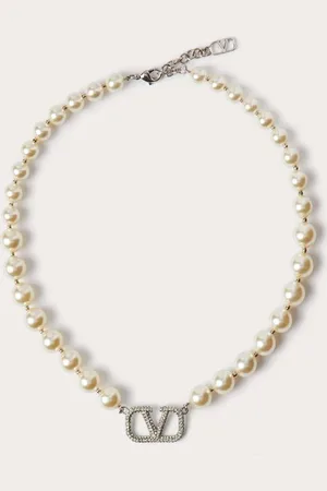 VALENTINO GARAVANI KETTE VLOGO SIGNATURE MIT SWAROVSKI®-KRISTALLEN UND PERLEN Frau UNI