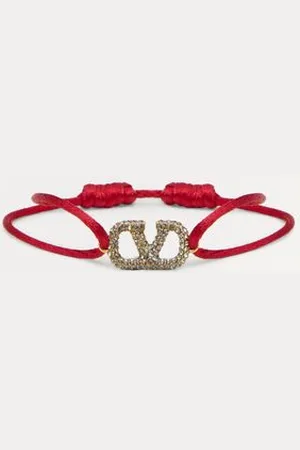 VALENTINO GARAVANI ARMBAND „VLOGO SIGNATURE“ AUS BAUMWOLLE MIT SWAROVSKI®-KRISTALLEN Frau UNI