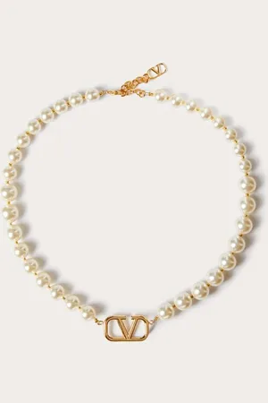 VALENTINO GARAVANI HALSKETTE VLOGO SIGNATURE AUS METALL MIT SWAROVSKI®-PERLEN Frau UNI
