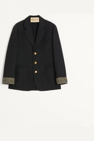 VALENTINO EINREIHIGES JACKETT AUS WOLLE UND BAUMWOLLE MIT JACQUARD-BESATZ Mann 44