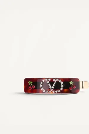 VALENTINO GARAVANI VLOGO SIGNATURE HAARSPANGE AUS KUNSTSTOFF, METALL UND SWAROVSKI®-KRISTALLEN Frau UNI