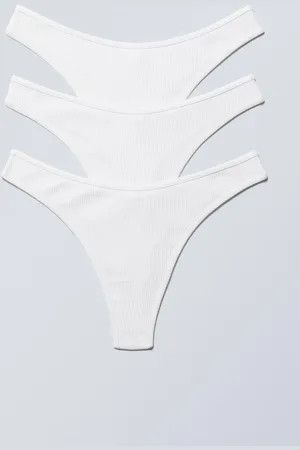 Weekday 3er-Pack Tangas aus gerippter Baumwolle
