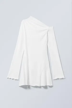 Weekday Asymmetrisches Baumwoll-Minikleid mit Drapierung