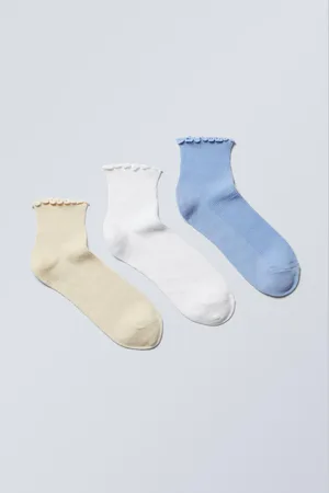 Weekday 3er-Pack kurze Rüschensocken