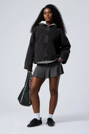 Weekday Zip-Jacke aus verwaschenem Baumwoll-Canvas