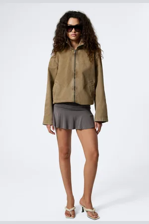 Weekday Zip-Jacke aus verwaschenem Baumwoll-Canvas