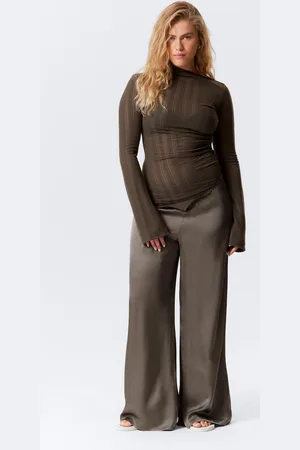 Weekday Drapierte Satinhose mit weitem Bein