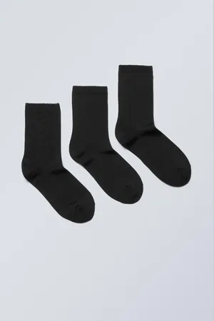 Weekday 3er-Pack glänzende Socken