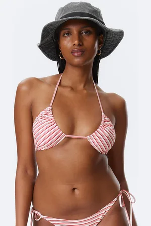 Weekday Bedrucktes, gerafftes Neckholder-Bandeau-Bikini-Top