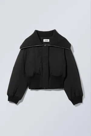 Weekday Kurze Ripp-Bomberjacke mit Trichterkragen