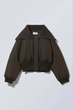 Weekday Kurze Ripp-Bomberjacke mit Trichterkragen