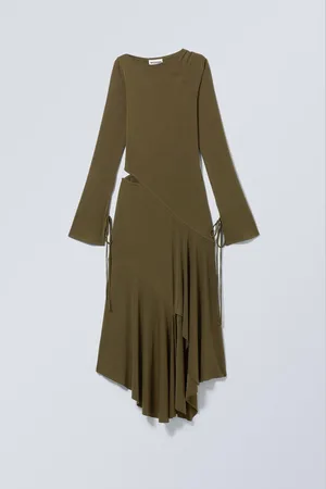 Weekday Langärmeliges, asymmetrisches Drapé-Kleid