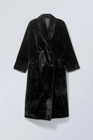 Weekday Zweireihiger Oversize-Mantel aus Kunstpelz